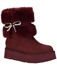 ゲス レディース シューズ ブーツ・レインブーツ GUESS Womens Dowry Rhinestone Bow Winter Boots Dark Red レッドのサムネイル