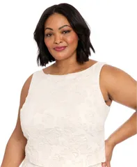 ミューズ レディース トップス シャツ フラワー柄 プラスサイズ トール フラワー Muse Plus Size Metallic Floral Jacquard Top WhiteGold ホワイトのサムネイル