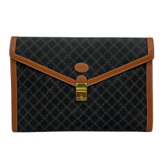 美品】CELINE セリーヌ Cマカダム柄 クラッチバッグ スエード ネイビー
