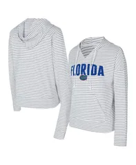 コンセプツ スポーツ メンズ アウター パーカー・スウェット Vネック パイル Conceptsport Mens WhiteGray Florida Gators French Terry Striped VNeck Pullover Hoodie Whit