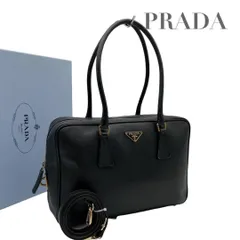 【価格交渉/質問大歓迎♪】【極美品】プラダ サフィアーノ ハンドバッグ 三角ロゴ 黒 2way 6130