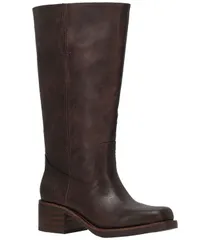 フライ レディース シューズ ブーツ・レインブーツ レザー ヒール Frye and Co Womens Miranda Leather Wide Calf Stacked Heel Boots Dark Brown ブラウン