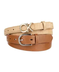 カルバンクライン レディース アクセサリー ベルト Calvin Klein Womens Two Pack Belt Set Skinny Monogram Buckle Belt and Harnのサムネイル