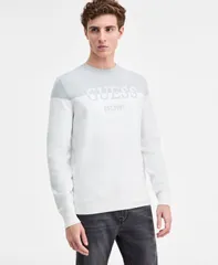 ゲス メンズ アウター ニット・セーター クルーネック ロゴ GUESS Mens Kantu TwoTone Crewneck Logo Sweater Milkyのサムネイル