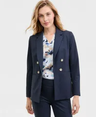 アンクライン レディース アウター ジャケット・ブルゾン Anne Klein Womens Faux DoubleBreasted NotchCollar Jacket Blue Carbon Multi ブルー