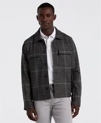 ペリーエリス メンズ アウター ジャケット・ブルゾン プリント Perry Ellis Mens Bold Power Plaid Print Jacket Charcoal チャコールのサムネイル