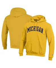 チャンピオン メンズ アウター パーカー・スウェット フリース Champion Mens Maize Michigan Wolverines Basic Arch Fleece Pullover Hoodie Maize