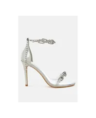 ロンドンラグ レディース シューズ サンダル トール ヒール London Rag Womens Traben Rhinestones Chain Metallic Stiletto Heelsilver シルバー