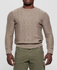 ゲス メンズ アウター ニット・セーター GUESS Mens Celtic Cable Noah Sweater Brown ブラウンのサムネイル