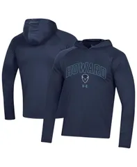 アンダーアーマー メンズ トップス Tシャツ Under Armour Mens Navy Howard Bison 2023 Sideline Techooded Raglan Long Sleeve Tshirt Navy ネイビー