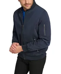 カルバンクライン メンズ アウター ジャケット・ブルゾン ジャケット Calvin Klein Mens SolidColor Zipper Flight Jacket True Navy ネイビー