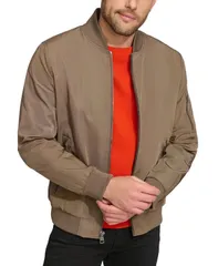 カルバンクライン メンズ アウター ジャケット・ブルゾン ジャケット Calvin Klein Mens SolidColor Zipper Flight Jacket Dark Tan タン