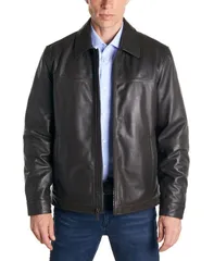 ペリーエリス メンズ アウター ジャケット・ブルゾン レザー ジャケット Perry Ellis Mens Classic Leather Jacket Brown ブラウンのサムネイル