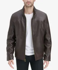 コールハーン メンズ アウター ジャケット・ブルゾン レザー ジャケット Cole Haan Mens Smooth Leather Jacket Brown ブラウンのサムネイル