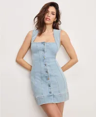 グッドアメリカン レディース トップス ワンピース ミニ ノースリーブ Good American Womensleeveless Bodycon Mini Dress Indigo インディゴ