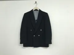 本物ランバンLANVINウールカシミヤダブルテーラードジャケット長袖サーフアメカジスケーターストリートミリタリービジネススーツパーティーモードドレスゴルフスポーツメンズ黒ブラック48/L