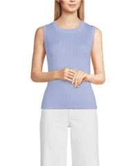 ランズエンド レディース アウター ニット・セーター クルーネック ノースリーブ Lands End Womens Fine Gauge Baby Cable Crew Neck Sleevelessweater Setop Light periwinkle