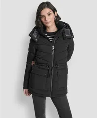 ダナ キャラン ニューヨーク レディース アウター ジャケット・ブルゾン コート DKNY Womens Shine Hooded Anorak Puffer Coat Black ブラックのサムネイル