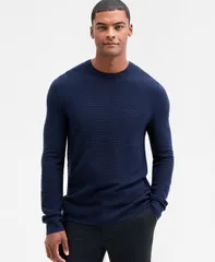 アルファニ メンズ アウター ニット・セーター クルーネック セーター Alfani Mens Long Sleeve Textured Crewneck Sweater Neo Navy ネイビーのサムネイル
