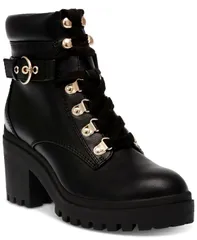 ワイルド ペアー レディース シューズ ブーツ・レインブーツ レース Wild Pair Womens Bridgitt LaceUp SideZip LugSole Booties Black Smooth ブラック