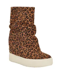 ゲス レディース シューズ ブーツ・レインブーツ GUESS Womens Guinna Fold Over Slouchy Booties Leopard Suede アニマル