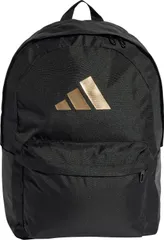 アディダス adidas クラシック 3バーロゴ バックパック かばん リュックサック 荷物入れ メンズ レディース 男性用 女性用 ハイキング 山登り お出かけ 買い物 キャンプ  KSI74 IS7048 ブラック/ゴールドメ