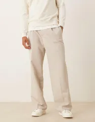 エイソス メンズ ボトムス カジュアルパンツ ワイドレッグ パンツ ASOS DESIGN smart wide leg pants in stone STONE ストーン