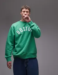 トップマン メンズ アウター パーカー・スウェット オーバーサイズフィット スウェット シャツ Topman oversized fit sweatshirt with Boston chenilleのサムネイル