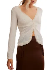 フリーピープル レディース アウター カーディガン Free People Big Love Cardigan Oatmeal Heather ヘザーのサムネイル