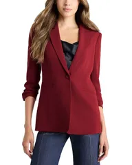 サンク セプト レディース アウター ジャケット・ブルゾン ギャザー ブレザー Cinq Sept Khloe RuchedCuff Blazer Wineberry