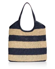 エムジーウォレス レディース バッグ MZ WALLACE Georgica Large Striped Crochetote Bag NavyNatural ネイビーのサムネイル