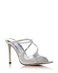지미츄 레이디스 슈즈 샌들 힐 Jimmy Choo Womens Anise 95 Strappy Higheel Slide Sandalsilver 실버