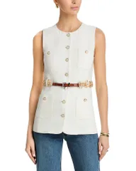 サンク セプト レディース アウター ベスト Cinq Sept Sunflare Belt Kole Vest IvoryChampagne アイボリー