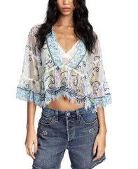 【送料無料】 アナスイ レディース シャツ トップス Lady Chatterleys Lace VNeck Top Denim Multi
