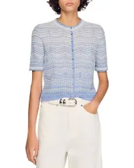 【送料無料】 サンドロ レディース カーディガン アウター Davine Decorative Knit Cardigan Sky Blue