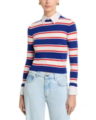 アリスアンドオリビア レディース アウター ニット・セーター Alice and Olivia Porla Collared Sweater Americana Stripe ストライプのサムネイル
