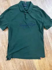 トミーヒルフィガー グリーン 半袖 カラーTシャツ (2XL)