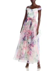 【送料無料】 エリザジェイ レディース ワンピース トップス Off The Shoulder Handkerchief Gown Multi