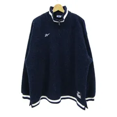 リーボック フリースジャケット ハーフジップ プルオーバー アウター メンズ Lサイズ ネイビー×ホワイト Reebok 【中古】のサムネイル