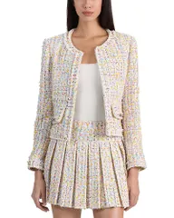 アリスアンドオリビア レディース アウター ジャケット・ブルゾン ツイード クロップド Alice and Olivia Landon Cropped Tweed Jacket Off WhiteMuのサムネイル