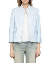 ザディグ エ ヴォルテール レディース アウター ジャケット・ブルゾン レザー Zadig Voltaire Veryn Cuir Froisse Leather Jacket Baby Blue ブのサムネイル