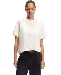 ヒューゴボス レディース トップス Tシャツ コットン Hugo Boss by Womens Mercerized Cotton RelaxedFitShirt Open White ホワイトのサムネイル