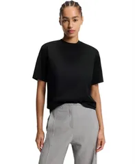 ヒューゴボス レディース トップス Tシャツ コットン Hugo Boss by Womens Mercerized Cotton RelaxedFitShirt Black ブラックのサムネイル