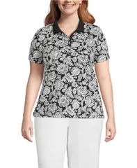 ランズエンド レディース トップス シャツ プラスサイズ コットン Lands End Plusize Supima Cotton Polo Shirt Blackivory floral medley アイボリー