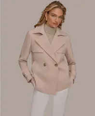 ダナ キャラン ニューヨーク レディース アウター コート クレープ Donna Karanew York Womenshort Crepe Notch Collar Trench Coat Snowのサムネイル