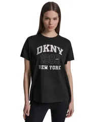 ダナ キャラン ニューヨーク レディース トップス Tシャツ 半袖 ロゴ DKNY Sport ShortSleeve DKNY New York 1989 Logo TShirt Black ブラッのサムネイル