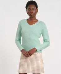 イザックミズラヒ レディース アウター ニット・セーター Vネック 長袖 Isaac Mizrahi Womens LongSleeve VNecknitted Sweater Seafoamのサムネイル
