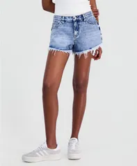 【送料無料】 マッデンガール レディース ハーフパンツ・ショーツ ボトムス Juniors ElasticBack ALine Festival Shorts Medium Wash