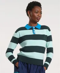 イザックミズラヒ レディース アウター ニット・セーター 長袖 Isaac Mizrahi Womens LongSleeve Collared Knitted Sweater Tealseafoamのサムネイル