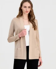 アンクライン レディース アウター ニット・セーター カーディガン Anne Klein Womens Fine Rib OpenFront Malibu Cardigan Latteのサムネイル